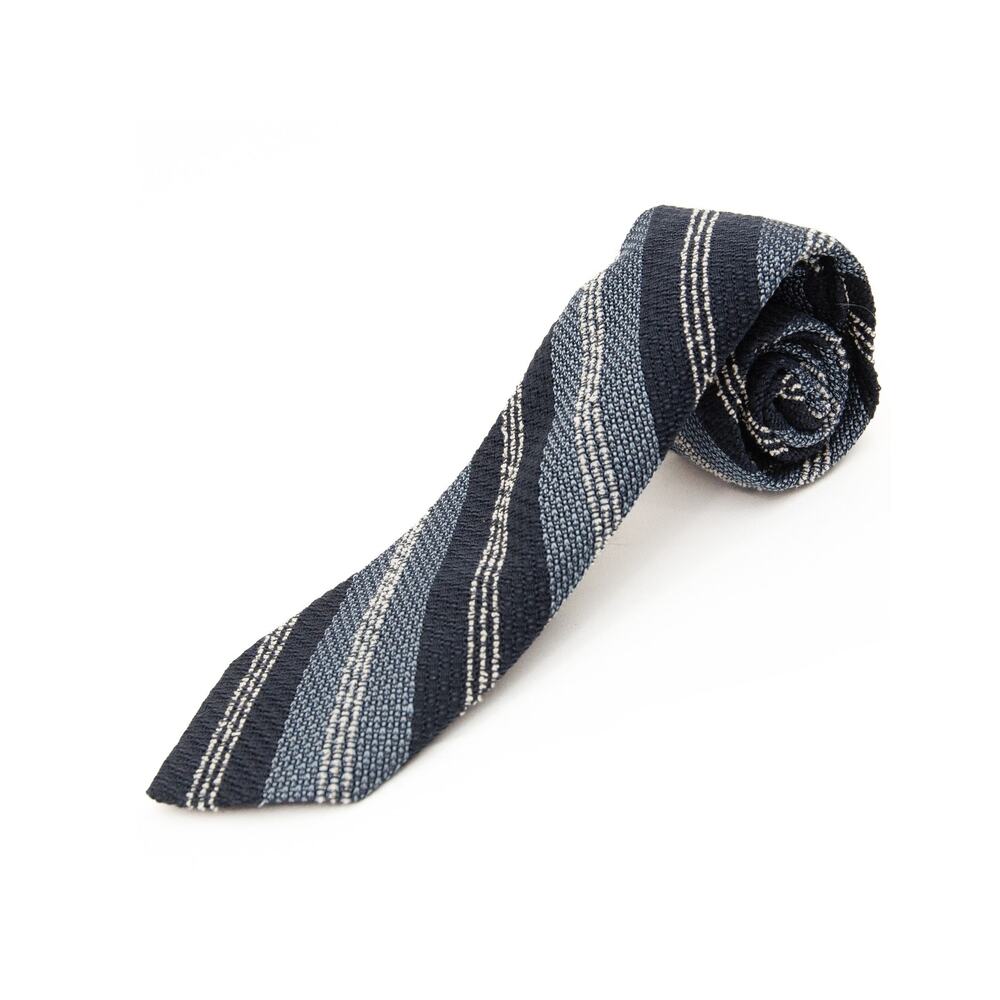 New Hart Schaffner Marx Blue Striped Silk Blend Neck Tie Necktie Made In Italy
